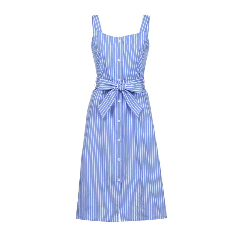 Blue Striped Dress Ladies Apparel