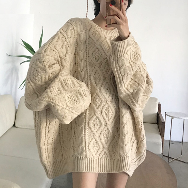 Oversized Knit Sweater Ladies Pullover