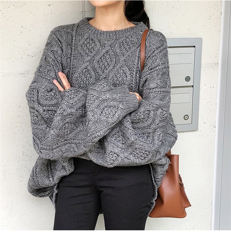 Oversized Knit Sweater Ladies Pullover