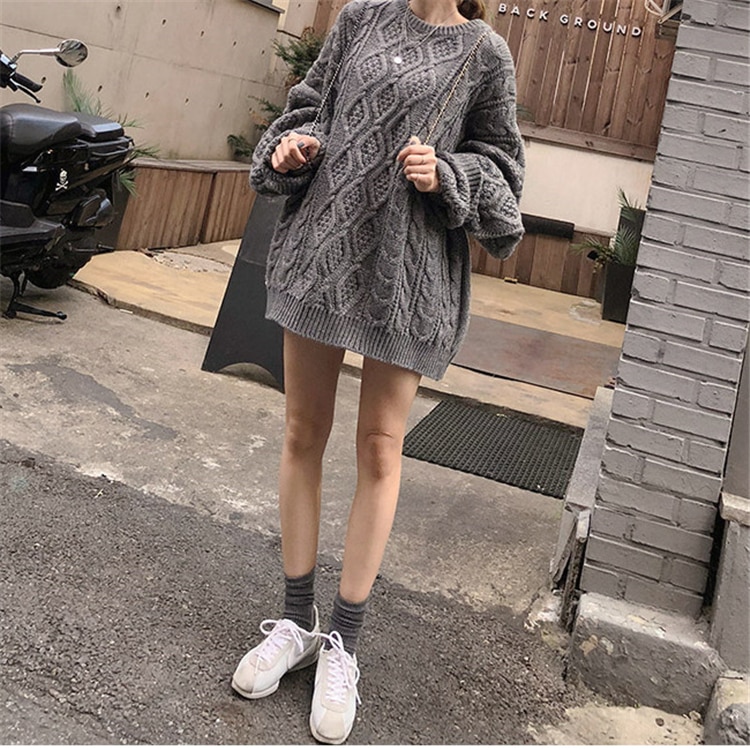 Oversized Knit Sweater Ladies Pullover