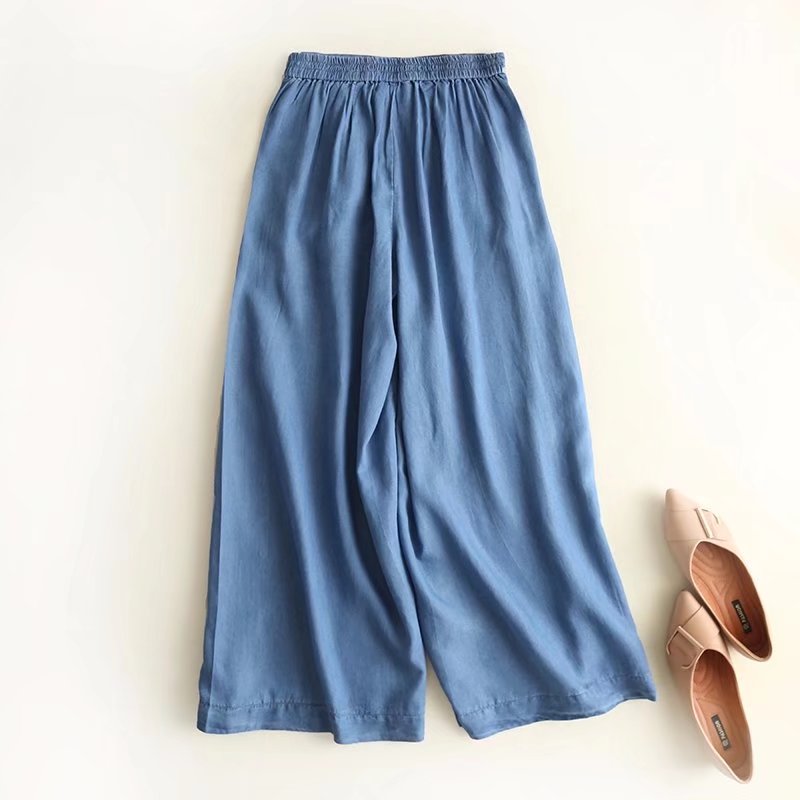 Denim Palazzo Pants Wide Leg Trouser