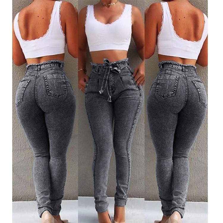 Ladies High Waisted Jeans Slim Denim