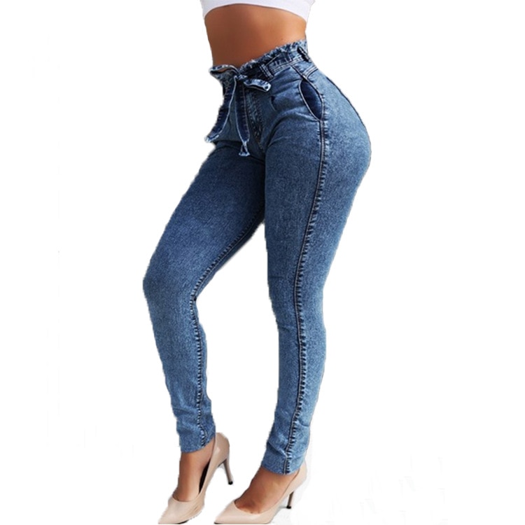 Ladies High Waisted Jeans Slim Denim