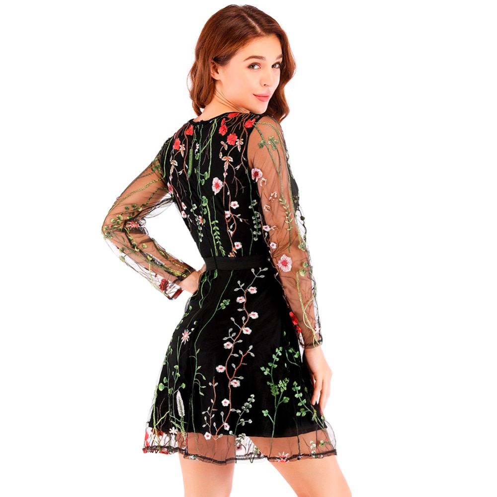 Floral Embroidered Dress Sexy Clothing Wear