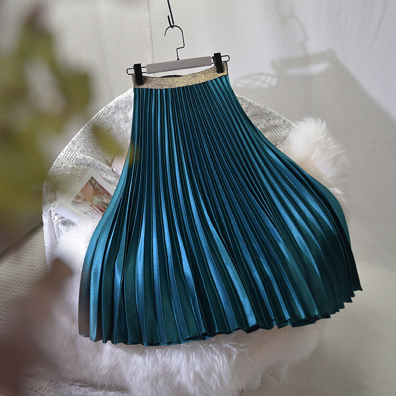 Pleated Midi Skirt High Waist Skirt