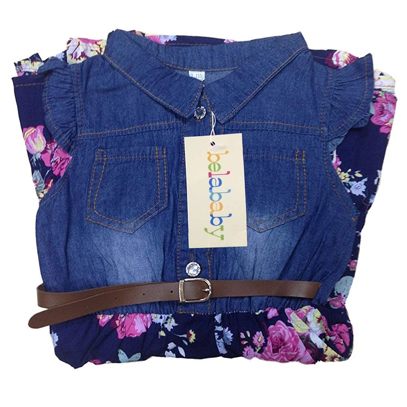 Fancy Dress For Girls Floral Denim