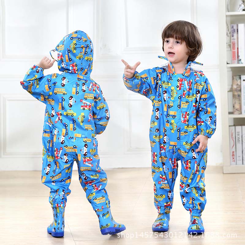 Toddler Raincoat Hooded Overalls