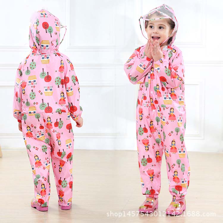 Toddler Raincoat Hooded Overalls