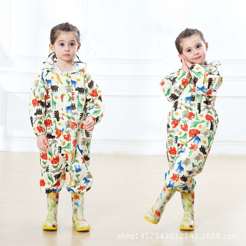 Toddler Raincoat Hooded Overalls