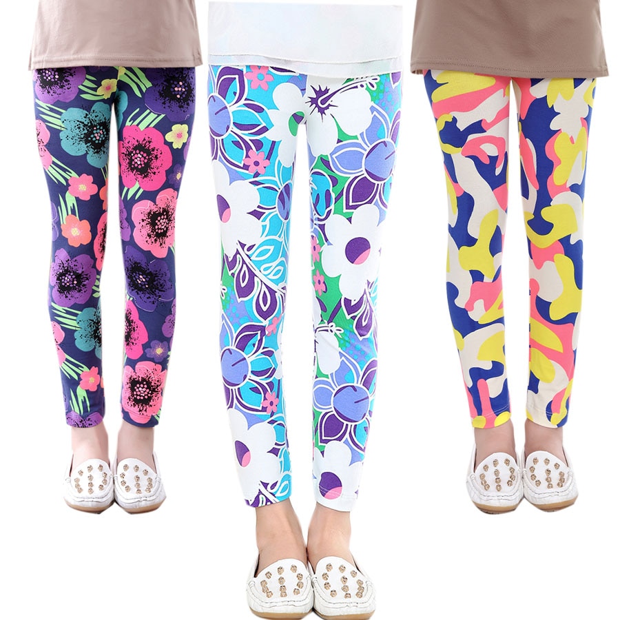 Kids Leggings Girls Flower Prints