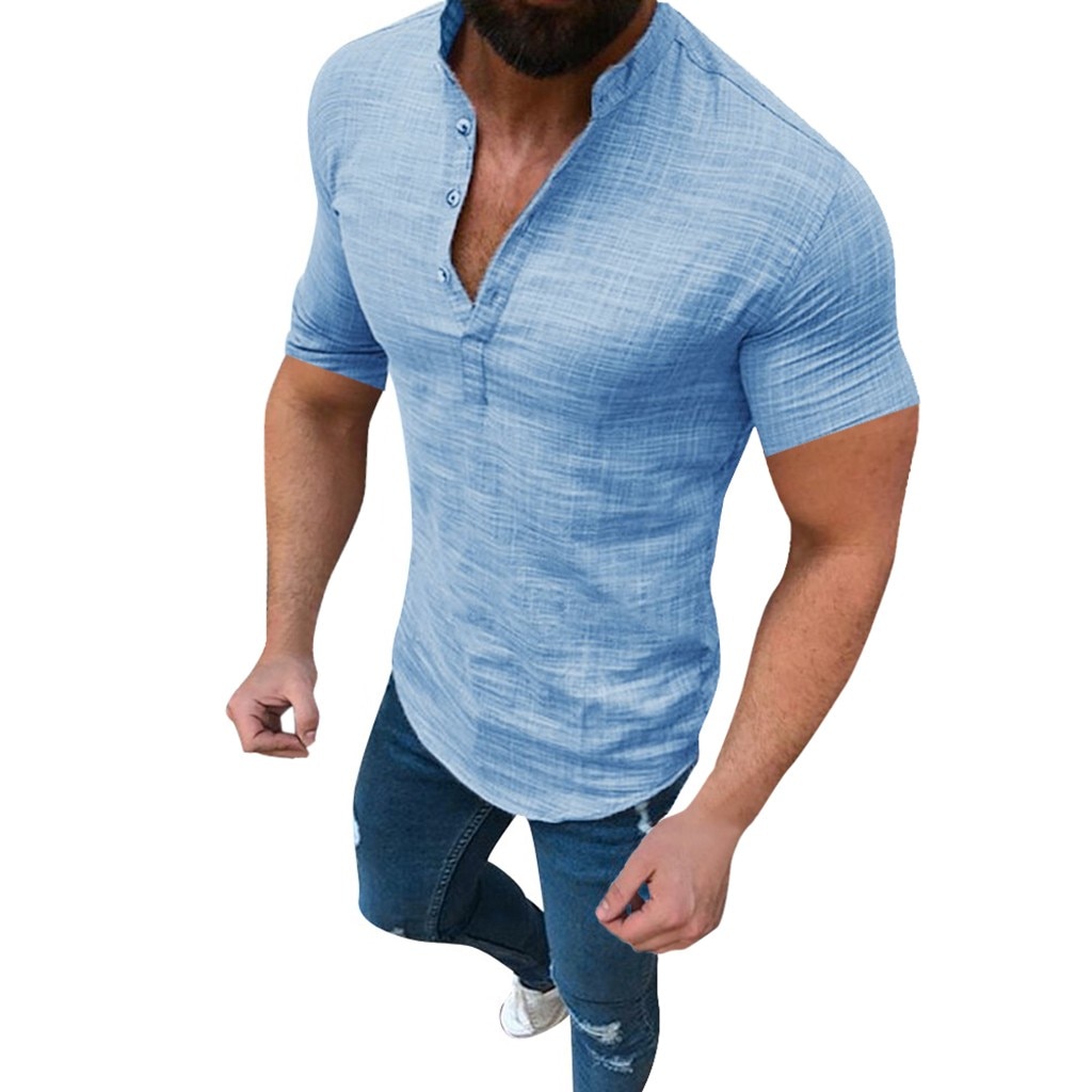 Linen Tops Mens Casual Wear