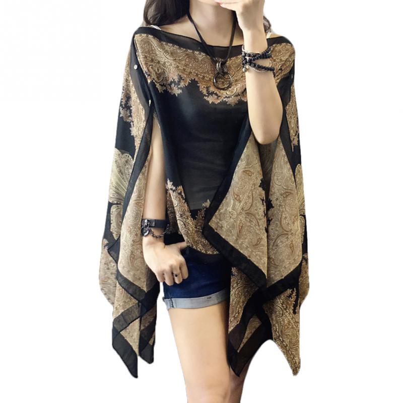 Womens Poncho Printed Shawl Cover