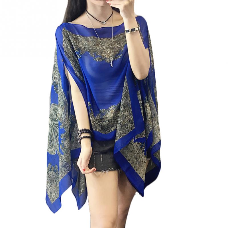 Womens Poncho Printed Shawl Cover