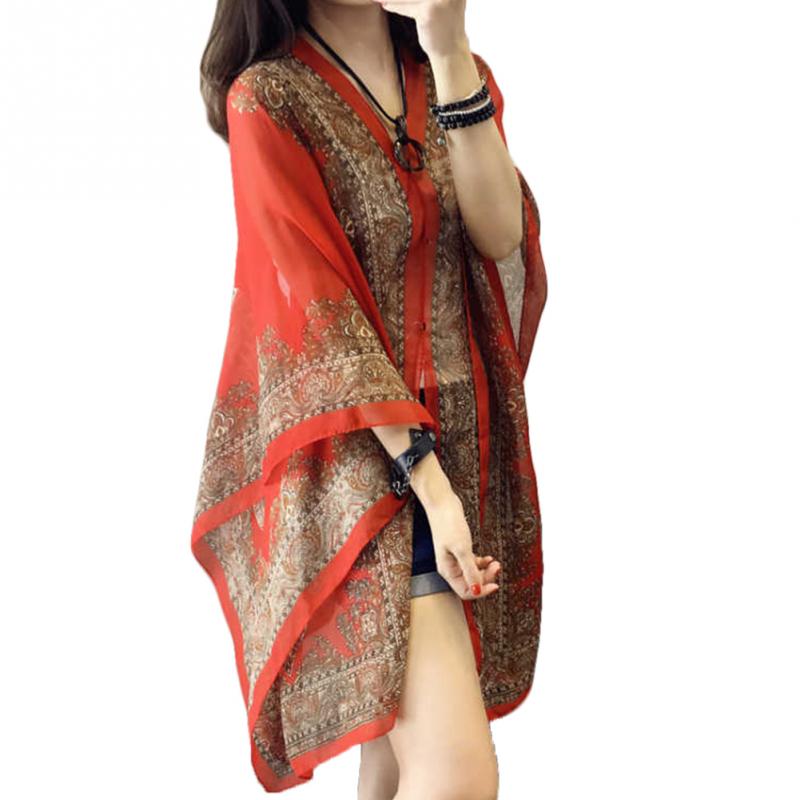 Womens Poncho Printed Shawl Cover