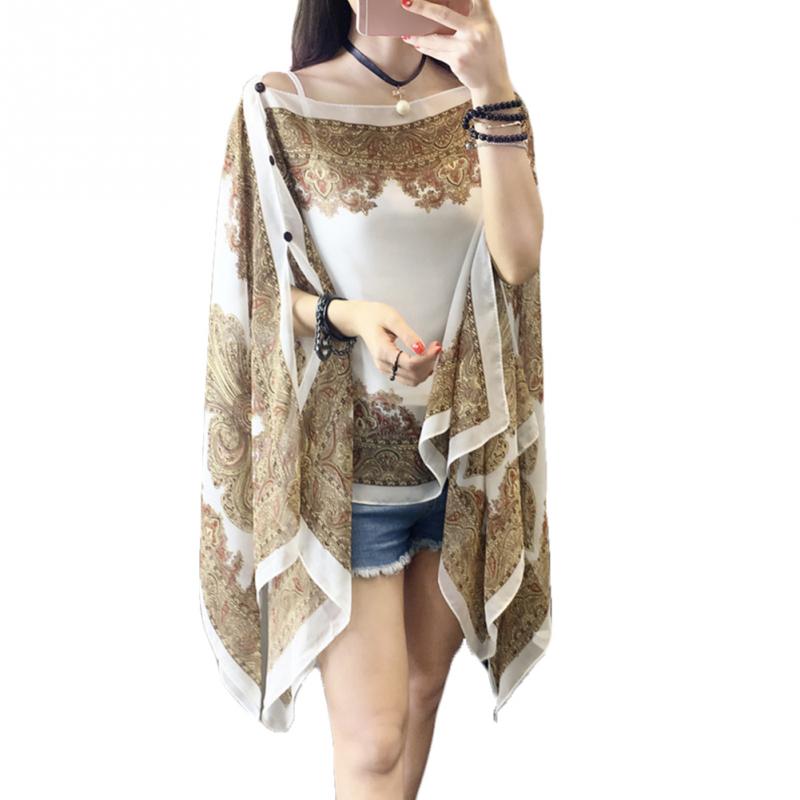 Womens Poncho Printed Shawl Cover