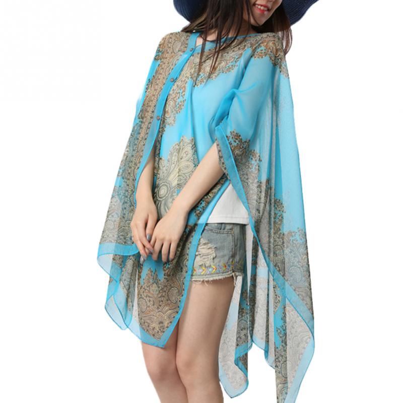 Womens Poncho Printed Shawl Cover