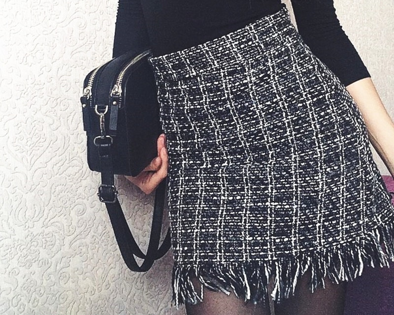 Wool Skirt High Waist Design