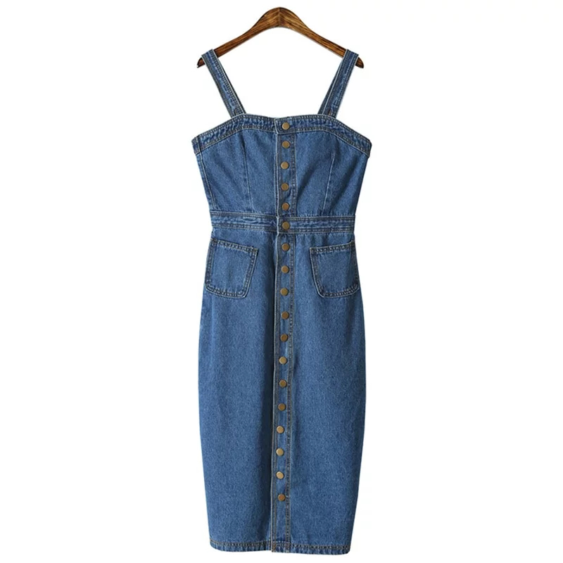 Ladies Denim Dress Sleeveless