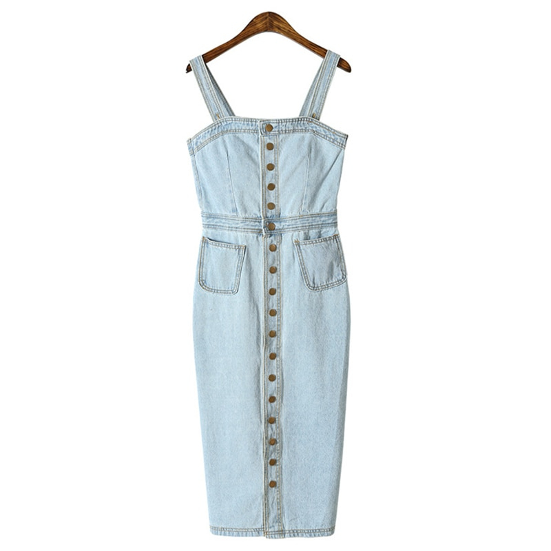 Ladies Denim Dress Sleeveless