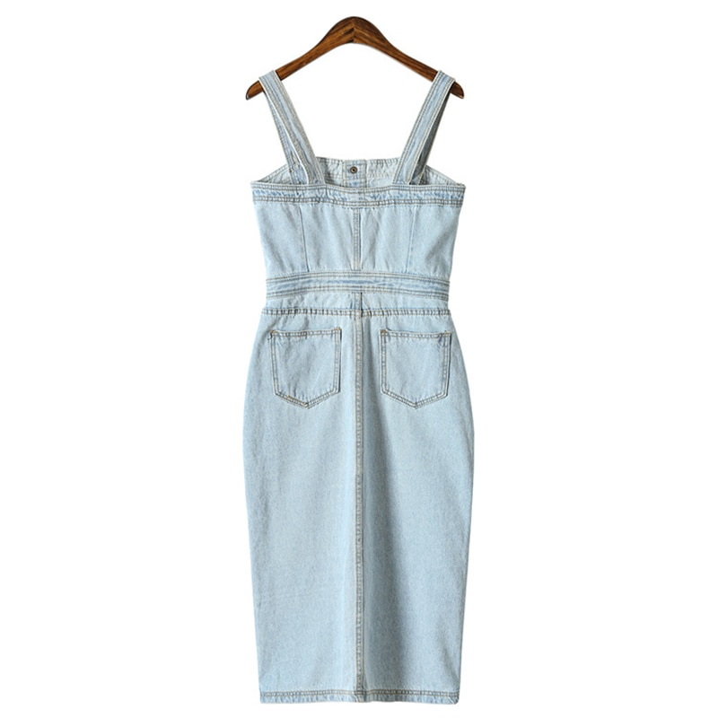 Ladies Denim Dress Sleeveless