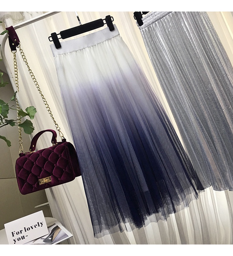 Long Tulle Skirt Gradient Color