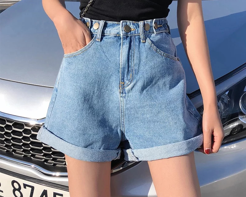 Denim Shorts High Waisted Casual Wear