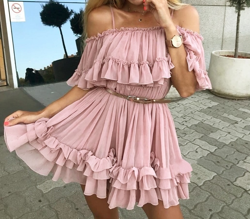 Ruffle Dress Off Shoulder Clothing