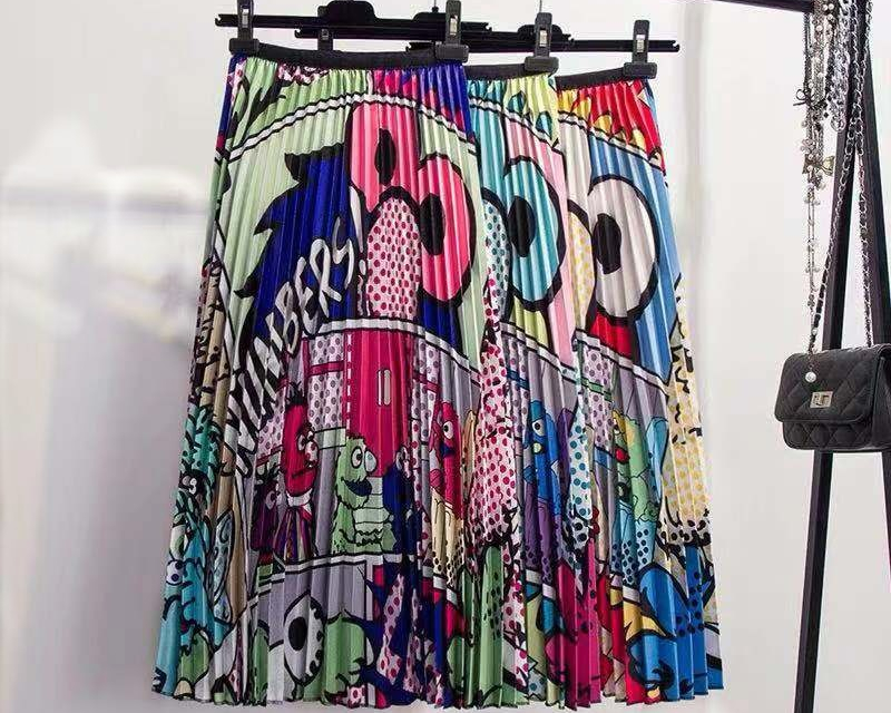 Pleated Maxi Skirt Sesame Street Print