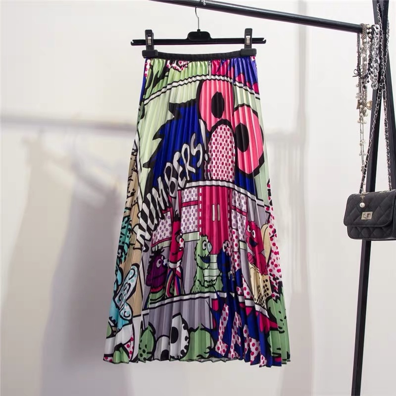 Pleated Maxi Skirt Sesame Street Print