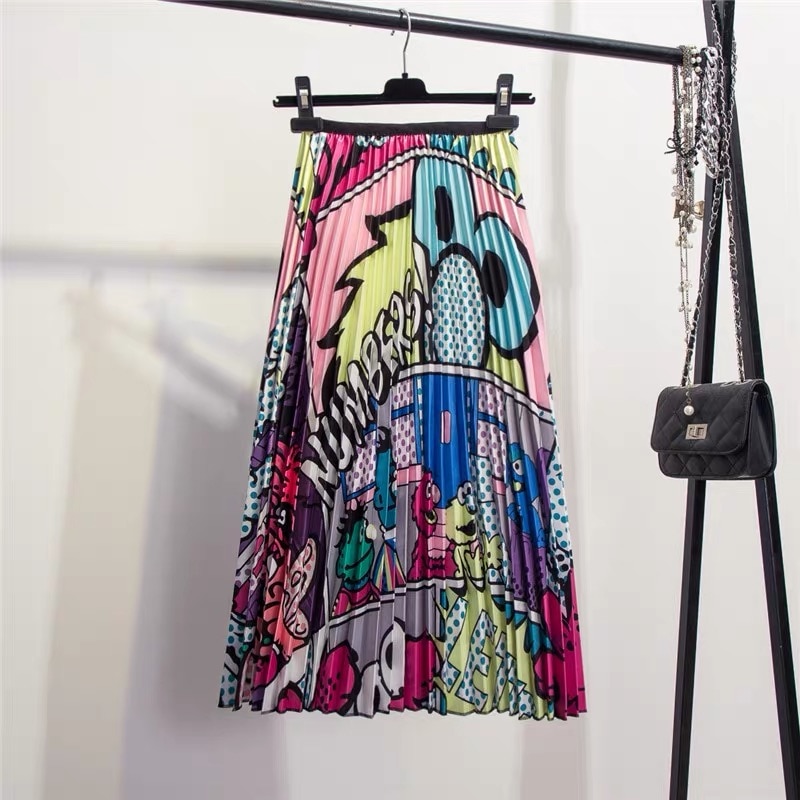 Pleated Maxi Skirt Sesame Street Print