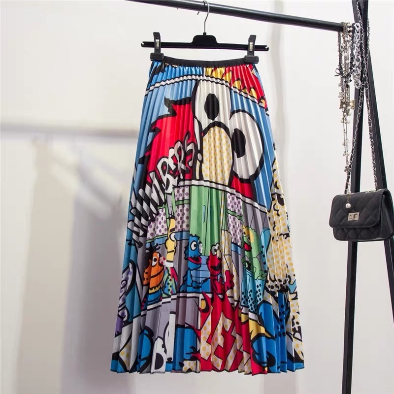 Pleated Maxi Skirt Sesame Street Print