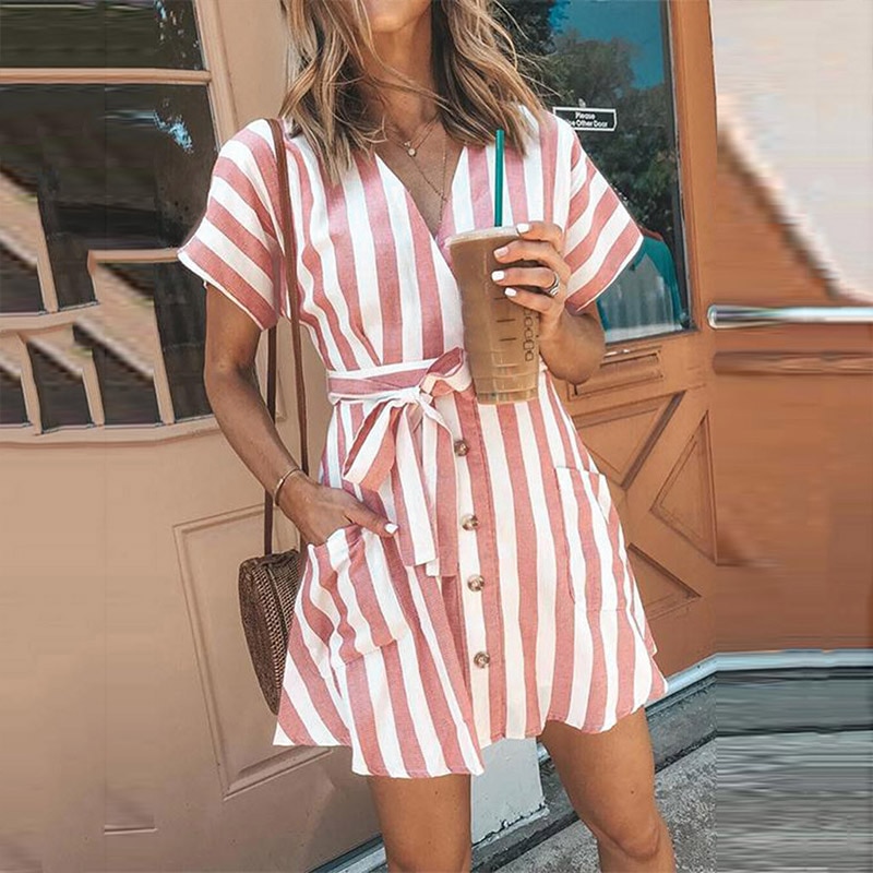 Striped Shirt Dress Casual Look