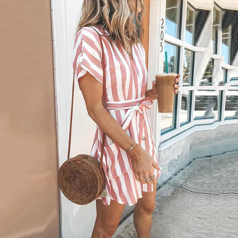 Striped Shirt Dress Casual Look