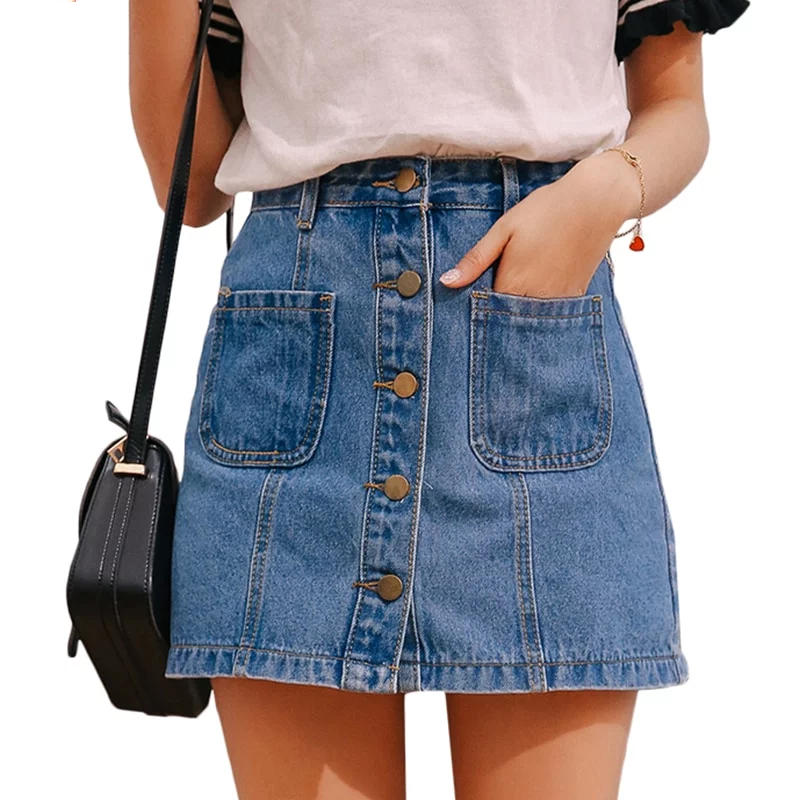 Denim Pencil Skirt Button Down