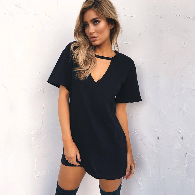 Choker Dress V-Neck Casual Wear