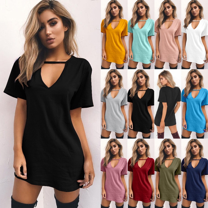 Choker Dress V-Neck Casual Wear