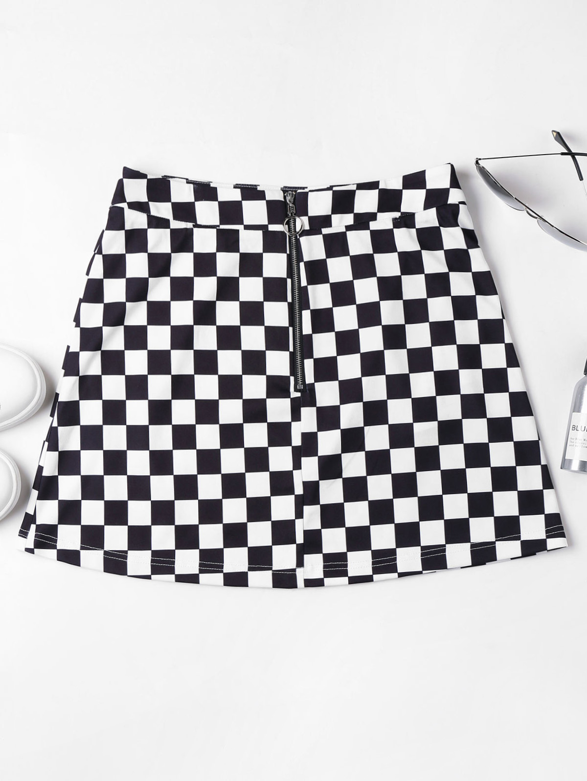 Checkered Skirt High-Waist Casual Wear