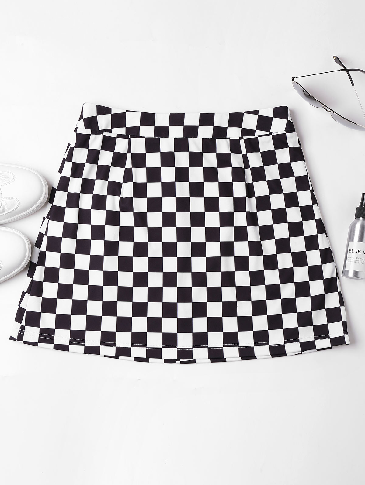 Checkered Skirt High-Waist Casual Wear