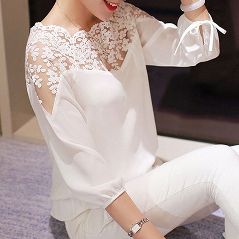 Chiffon Blouse Ladies Lace Top