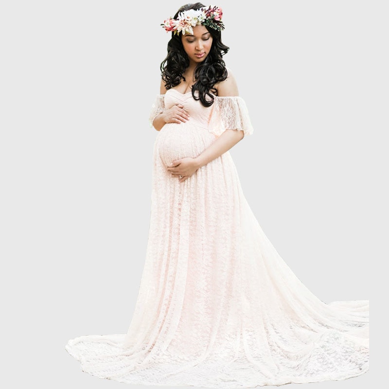 Maternity Maxi Dress Lace Gown