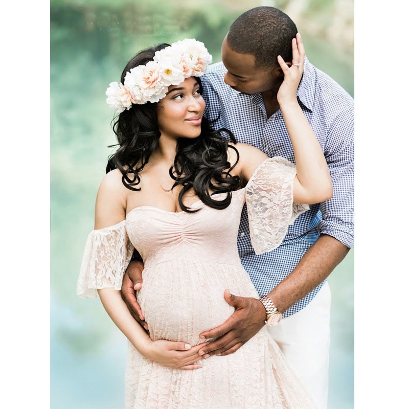 Maternity Maxi Dress Lace Gown