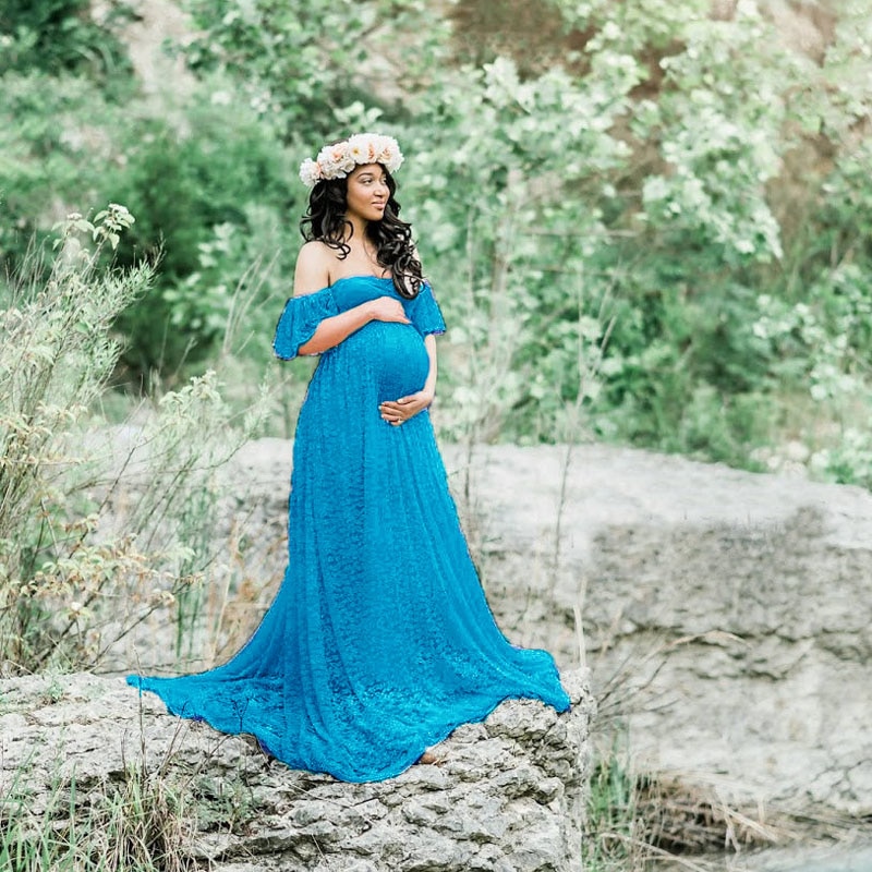 Maternity Maxi Dress Lace Gown