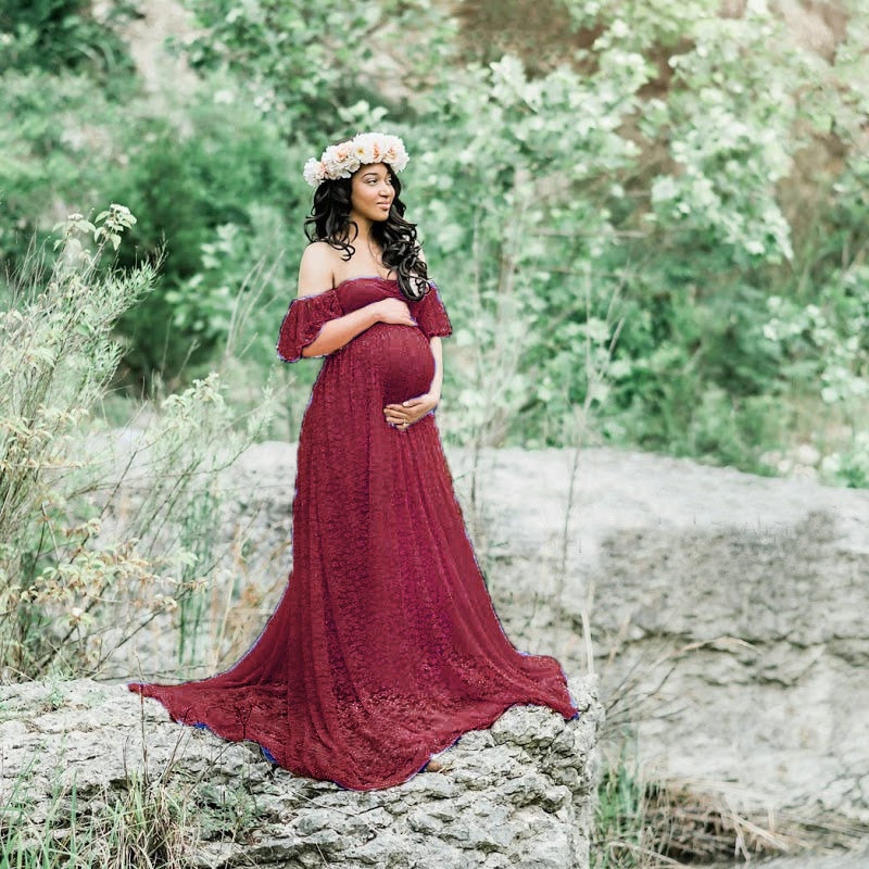 Maternity Maxi Dress Lace Gown