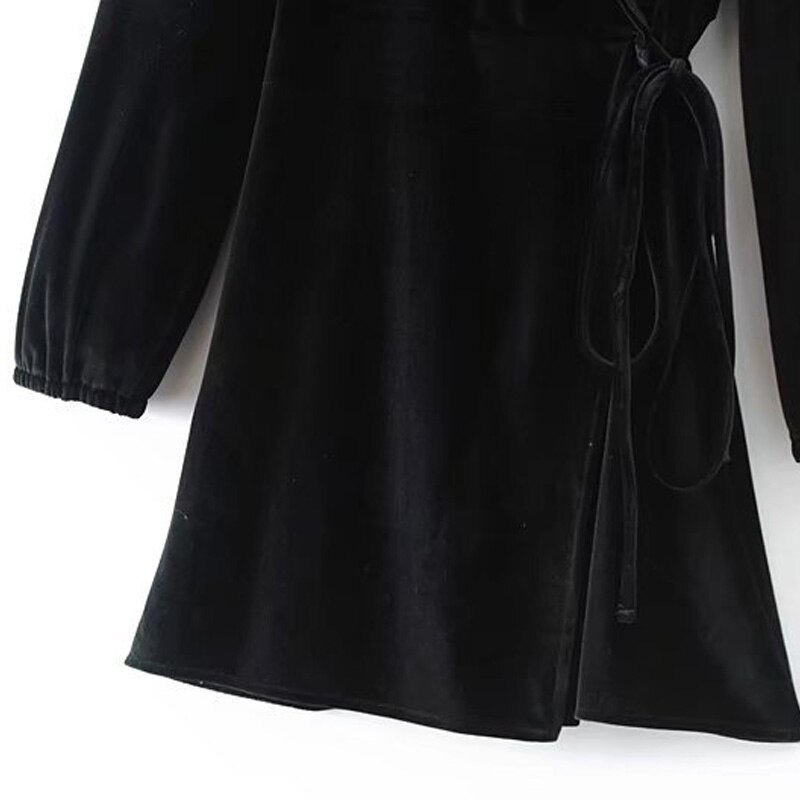 Velvet Wrap Dress Long Sleeves