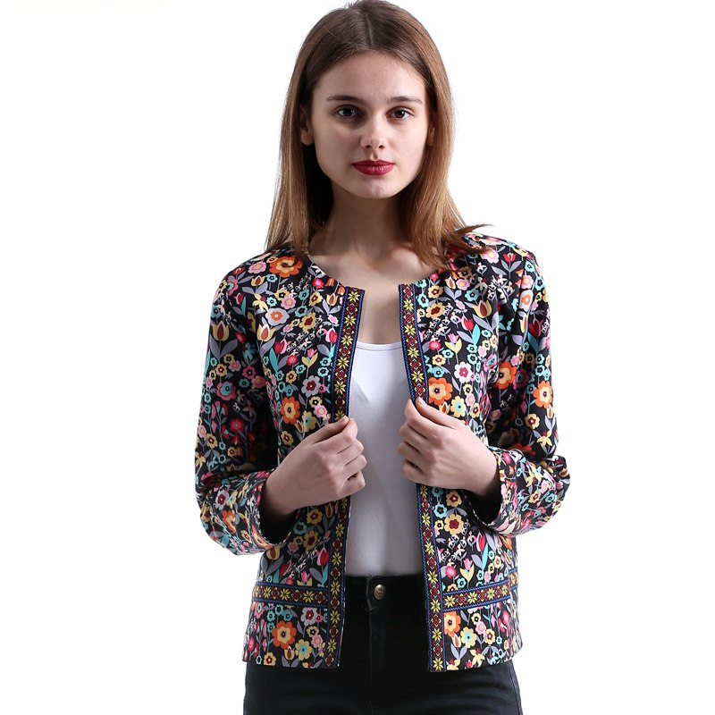 Womens Spring Jacket Multicolored Collarless