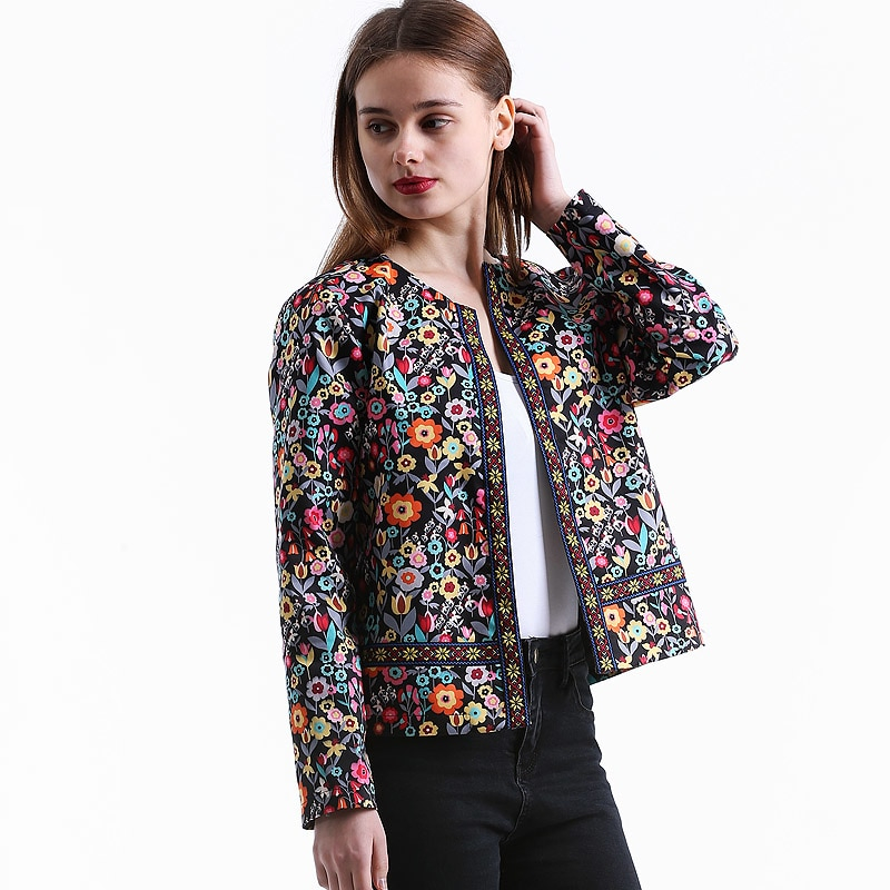 Womens Spring Jacket Multicolored Collarless