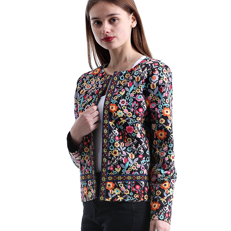 Womens Spring Jacket Multicolored Collarless