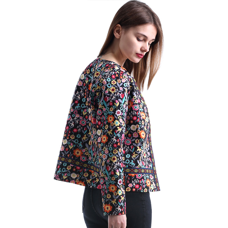 Womens Spring Jacket Multicolored Collarless