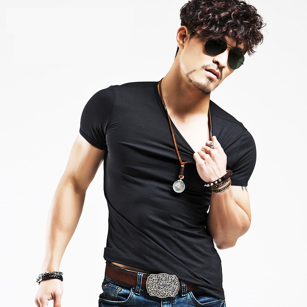 T-shirts Men Fashion V-Neck Top