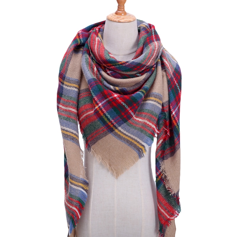 Plaid Cashmere Scarf For Women